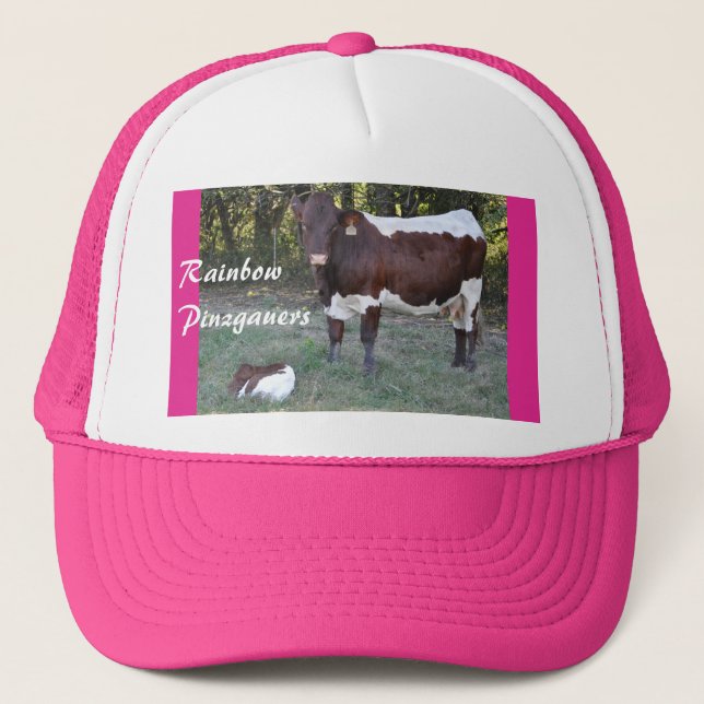 Pinzgauer Cow & Calf Women's Cap- personalise Trucker Hat (Front)