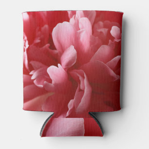 Pion Blossoms Macro, Pink Red. Can Cooler