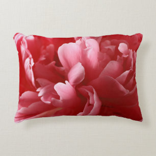 Pion Blossoms Macro, Pink Red. Decorative Cushion