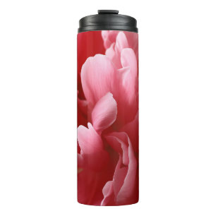 Pion Blossoms Macro, Pink Red. Thermal Tumbler