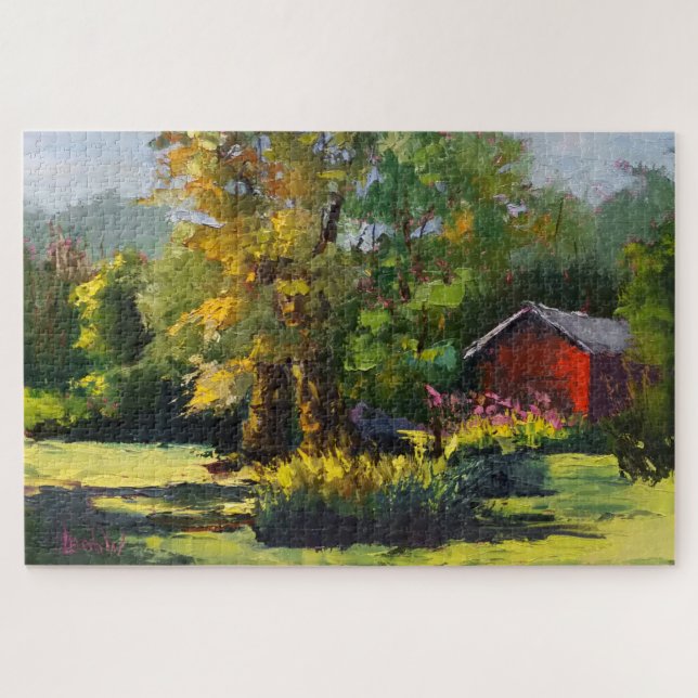 Pioneer Farm Impressionistic Painting Challenging Jigsaw Puzzle (Horizontal)