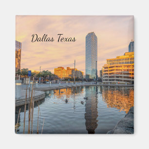 Pioneer Plaza Pond Morning Square Magnet