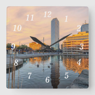 Pioneer Plaza Pond Morning Wall Clock