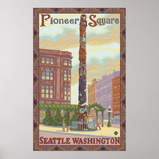Pioneer Square - Seattle, WA Totem Pole Poster (Front)