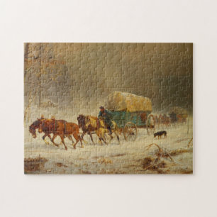 Pioneers Braving a Snow Storm Going Home  Jigsaw Puzzle