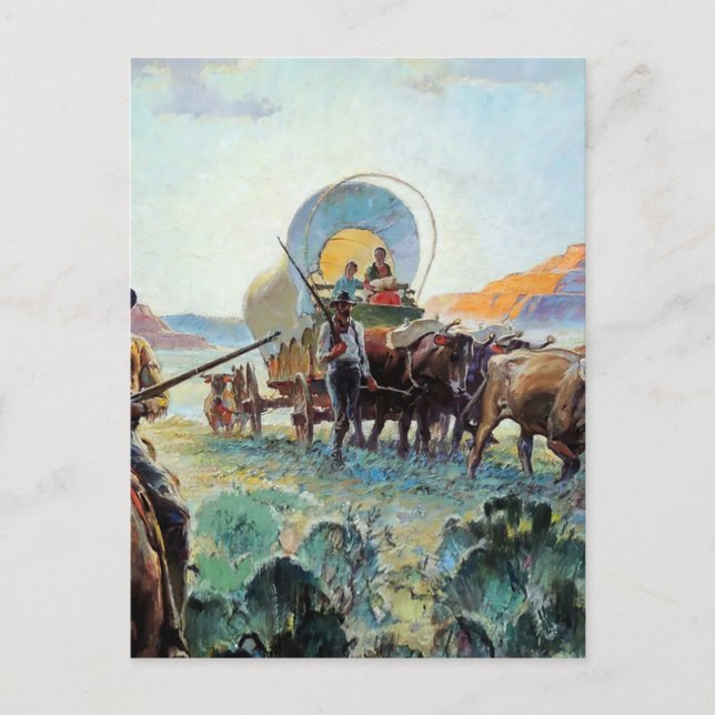 “Pioneers”  Western Art by Herbert M Stoops Postcard (Front)