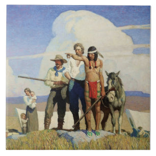 Pioneers Western Art by NC Wyeth Ceramic Tile
