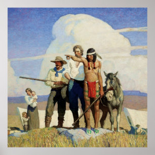 Pioneers Western Art by NC Wyeth Poster