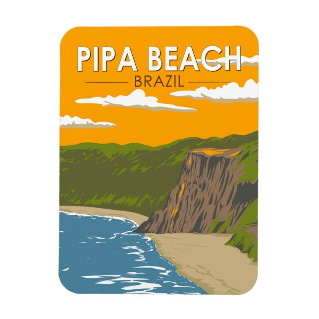 Pipa Beach Brazil Travel Art Vintage Magnet (Vertical)