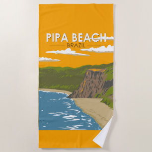 Pipa Beach Brazil Travel Art Vintage Towel