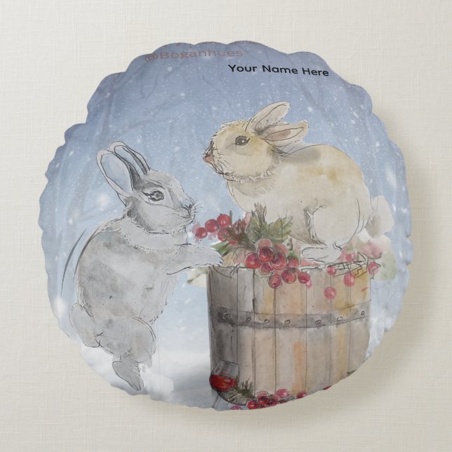 "Pipa & Marlow" Boganhues print  Round Cushion (Front)