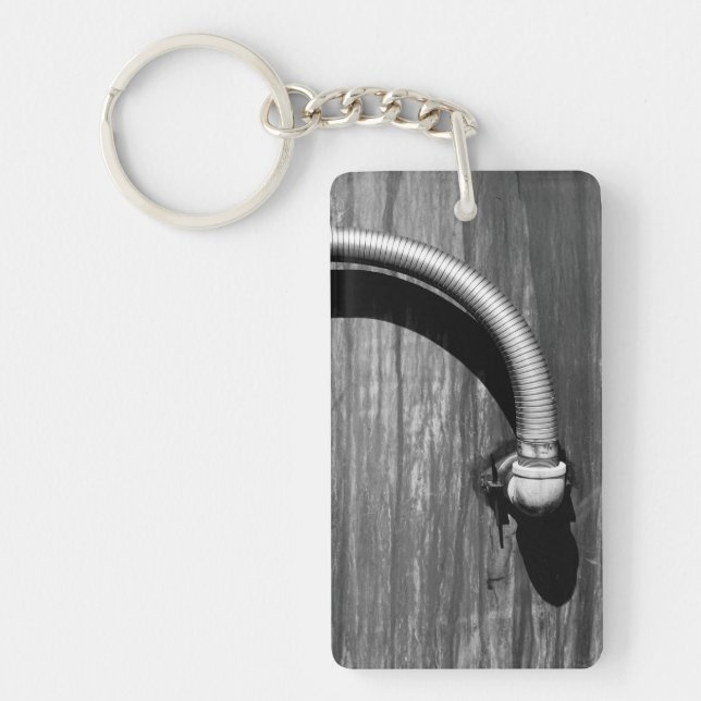 Pipe and Shadow in Black and White Key Ring (Front)