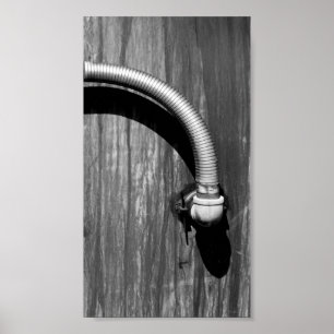 Pipe and Shadow in Black and White Poster