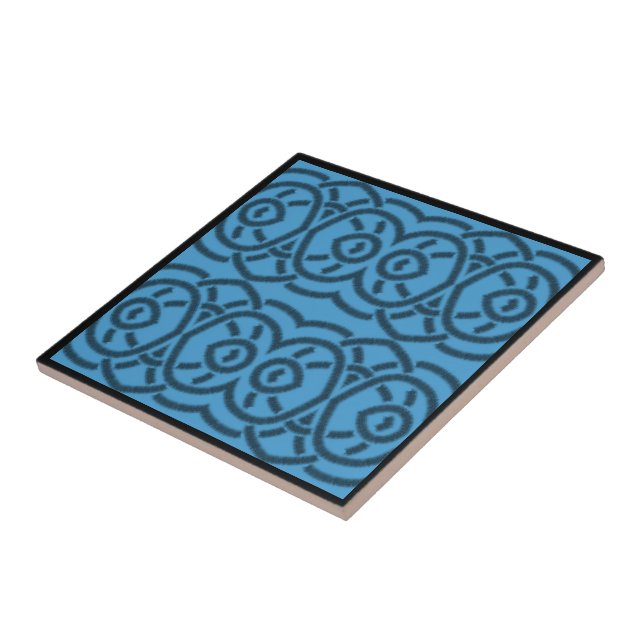 Pipe Cleaner Abstract Brushstrokes Pattern On Blue Ceramic Tile (Side)