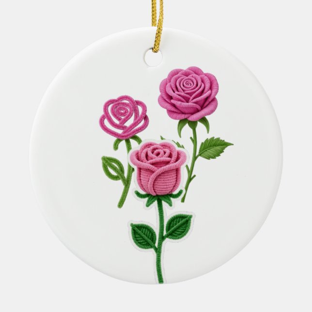 Pipe Cleaner Flower Ceramic Ornament (Front)