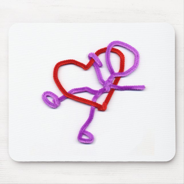 pipe cleaner man and heart mouse pad (Front)