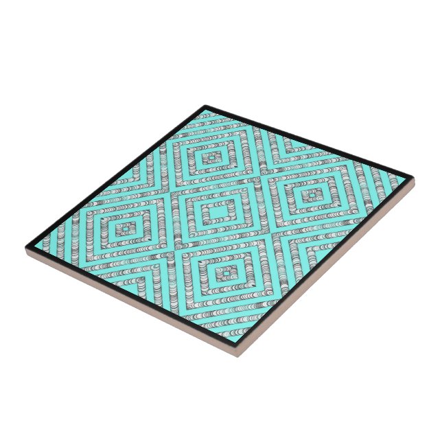 Pipe Dreams Abstract Brushstrokes On Arctic Blue Ceramic Tile (Side)