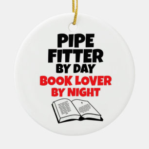 Pipe Fitter by Day Book Lover by Night Ceramic Tree Decoration
