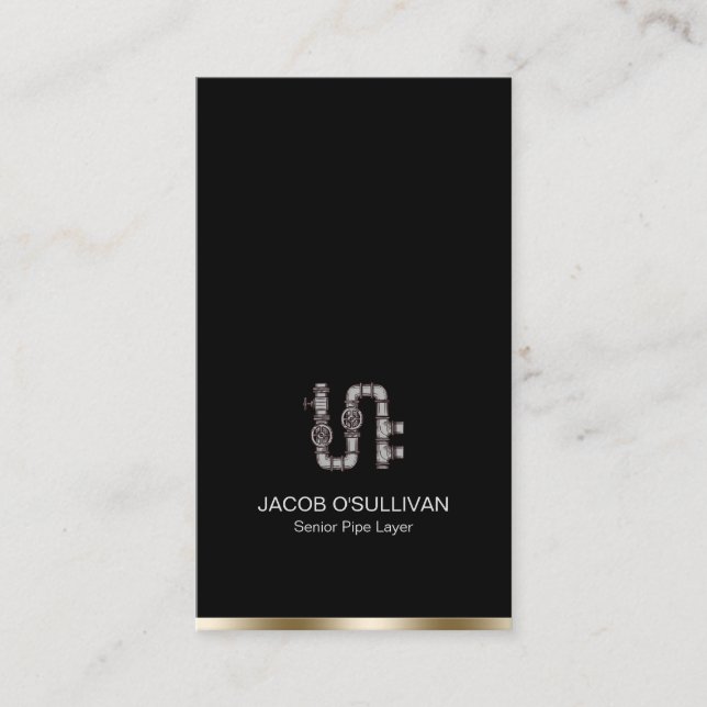 Pipe Layer Fitter Plumber Plumbing Business Card (Front)