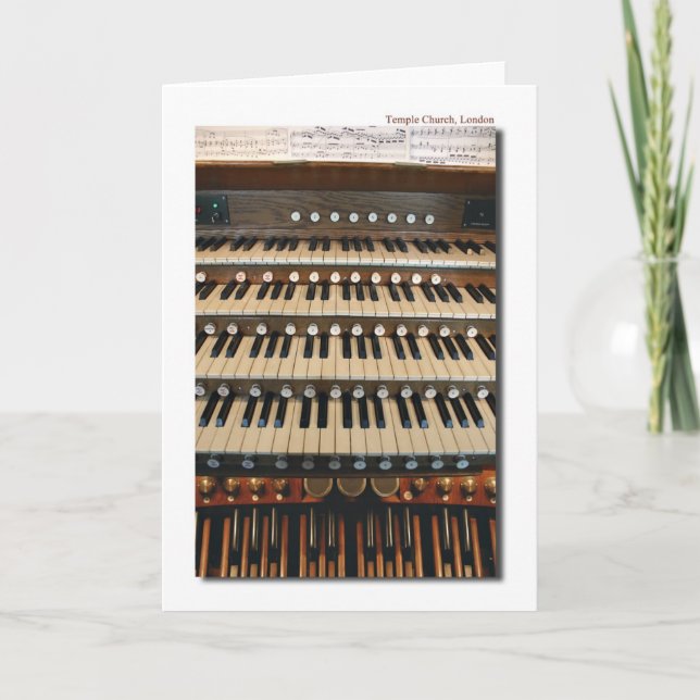 Pipe organ at Temple Church, London Greeting card (Front)