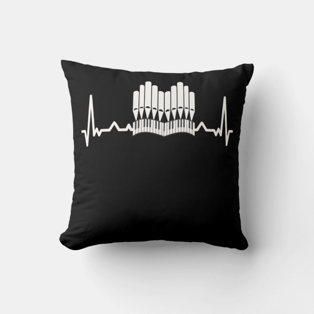 Pipe Organ Heartbeat Church Music Organist Cushion (Front)