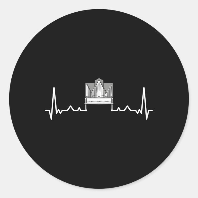 Pipe Organ Instrut Player Hebeat Church Organist Classic Round Sticker (Front)
