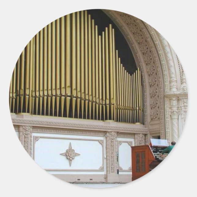 Pipe Organ Spreckels Classic Round Sticker (Front)