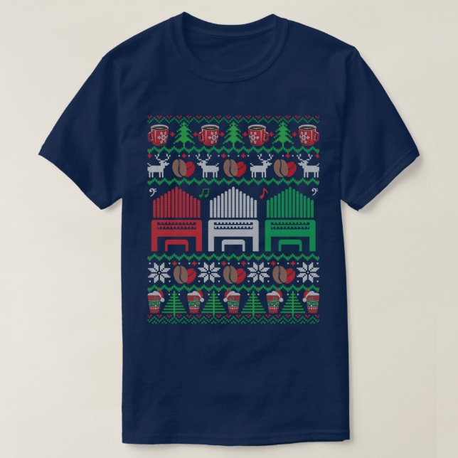 Pipe Organ Ugly Christmas Sweater Coffee Lover Gif (Design Front)