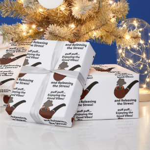Pipe Smoking Enjoying The Good Vibes Pipe Smoking Wrapping Paper
