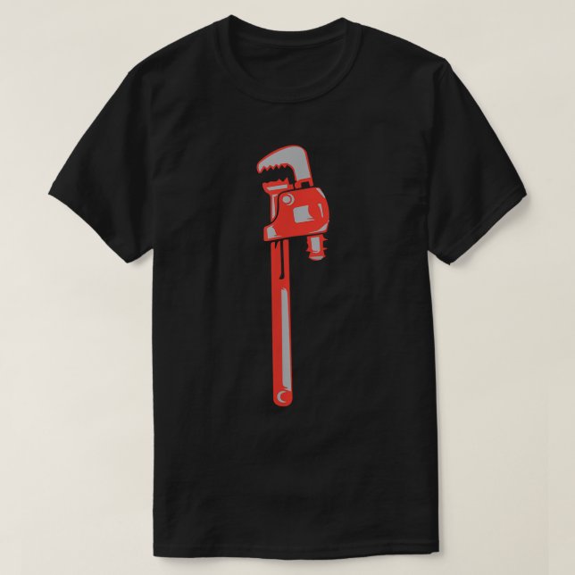 Pipe Wrench Plumber Pipefitter Expert Plumbing T-Shirt (Design Front)