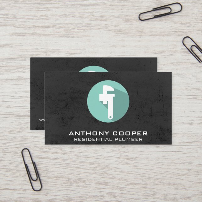 Pipe Wrench | Textured Background Business Card (Front/Back In Situ)