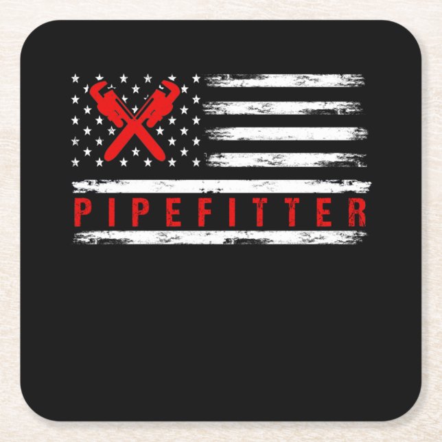 Pipefitter Gifts Funny Plumber Square Paper Coaster (Front)