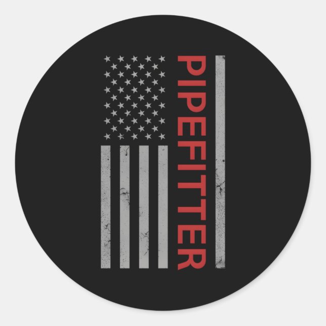 Pipefitter Patriotic Usa Flag Welding Fan Welder Classic Round Sticker (Front)