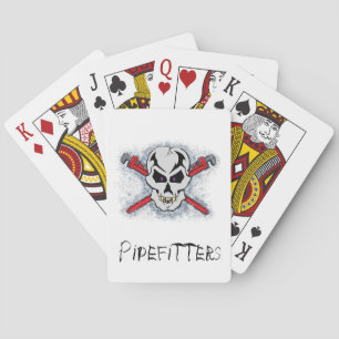 Pipefitter Skull Design Playing Cards