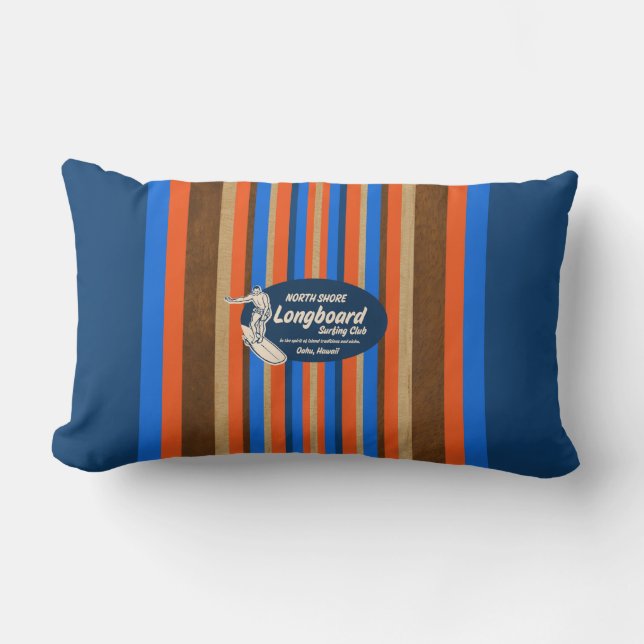 Pipeline Hawaii Surfboard Reversible Lumbar Pillow (Front)