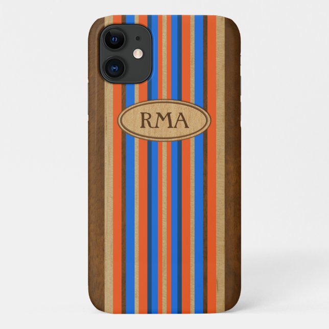 Pipeline Surfboard Hawaiian Monogram Striped Case-Mate iPhone Case (Back)