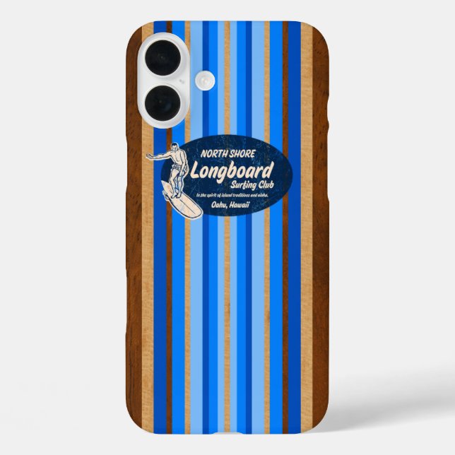 Pipeline Surfboard Hawaiian Stripes Blue Case-Mate iPhone Case (Back)
