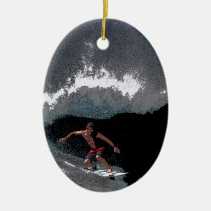 Pipeline Surfer Christmas Ornament