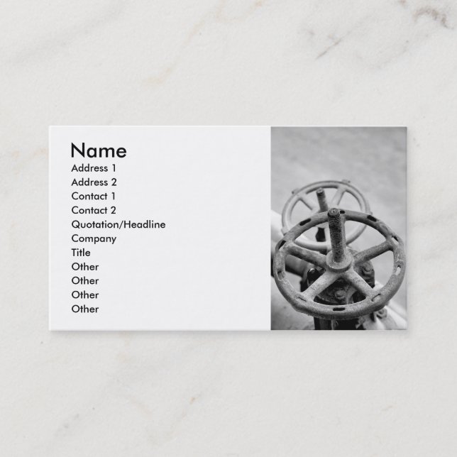 Pipeline valves business card (Front)