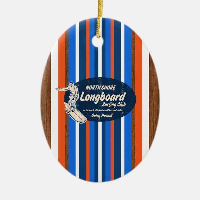 Pipeline Vintage Surfboard Ornament (Front)