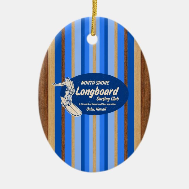 Pipeline Vintage Surfboard Ornament (Front)
