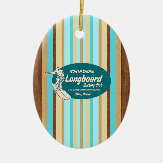 Pipeline Vintage Surfboard Ornament (Front)