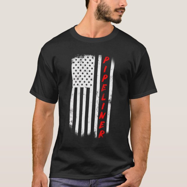 Pipeliner American Flag Hoodie For Welding Welder T-Shirt (Front)