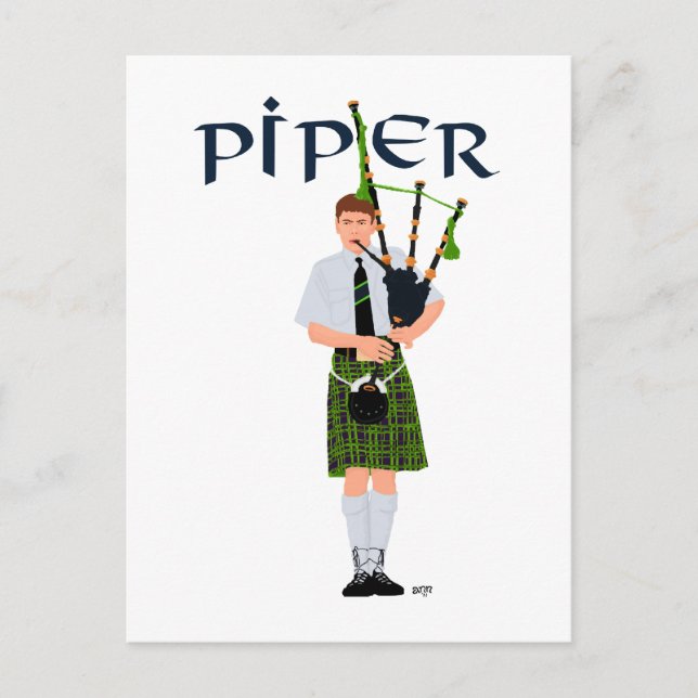 PIPER Green Plaid Postcard (Front)