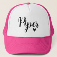 Piper Name Hat Black White Clothing Birthday Cap