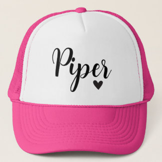Piper Name Hat Black White Clothing Birthday Cap
