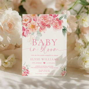 Piper Peony Floral Baby In Bloom Baby Shower Invitation