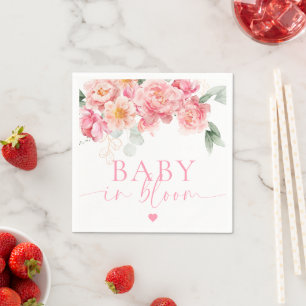 Piper Peony Floral Baby In Bloom Baby Shower Napkin