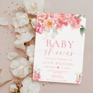Piper Peony Floral Baby Shower Invitation