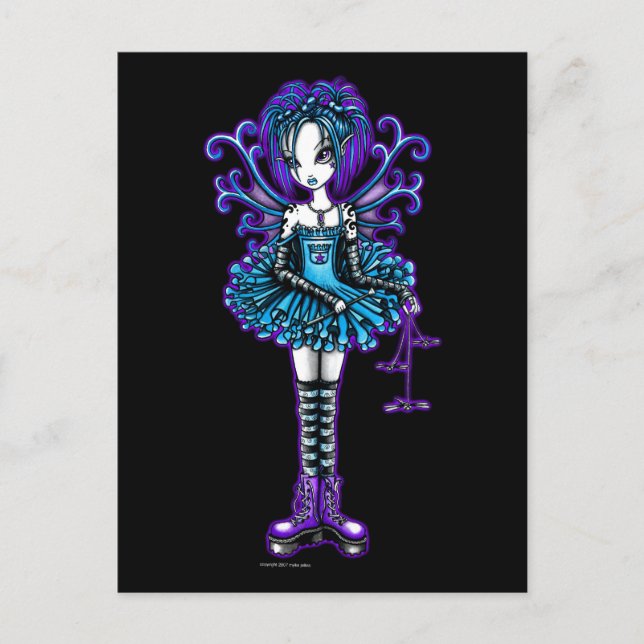 "Piper" Postcard Goth Dragonfly Fae (Front)